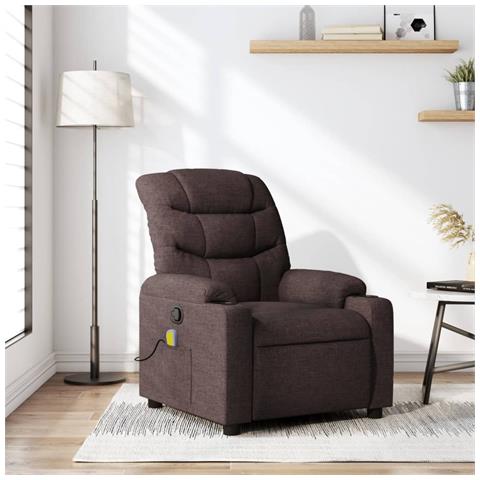 Poltrona Massaggiante Reclinabile Marrone Scuro In Tessuto - Foto 1