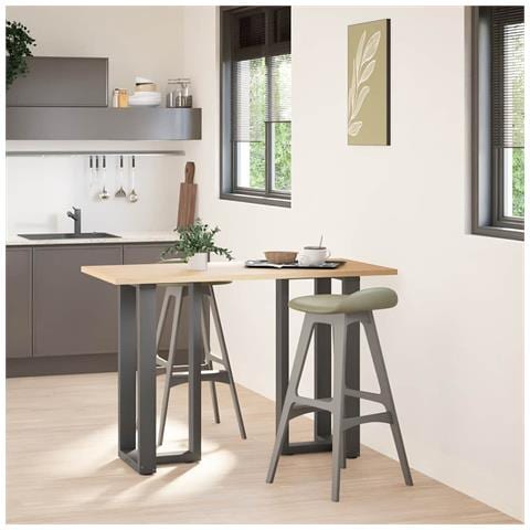 Gambe Tavolo Bar Forma T 2 Pz Antracite 50x35x(90-91)cm Acciaio - Foto 2