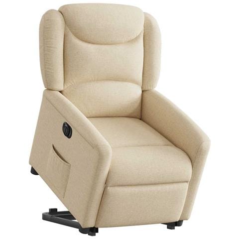 Poltrona Alzapersona Reclinabile Elettrica Crema In Tessuto - Foto 3