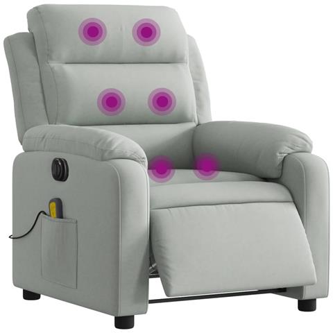 Poltrona Elettrica Massaggi Reclinabile Grigio Chiaro Velluto - Foto 3