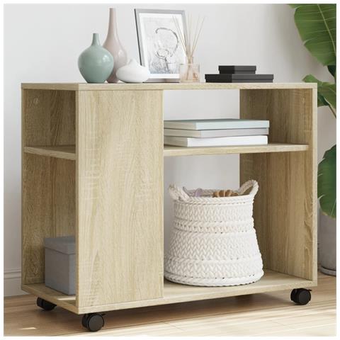 Tavolino Con Ruote Rovere Sonoma 70x35x60 Cm In Truciolato - Foto 1