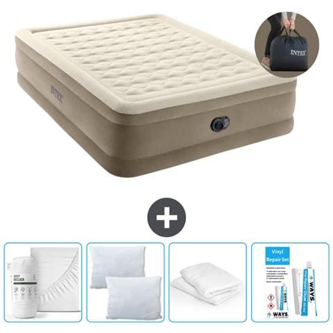 Set Materassino Gonfiabile - 203x152x46 Cm - Beige - Include Accessori Coordinati Cb15 - Foto 1