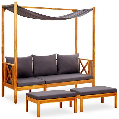 Lusso Casadino - Panca Giardino Con Baldacchino E Poggiapiedi Massello Di Acacia - Foto 2