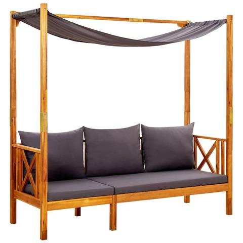 Lusso Casadino - Panca Giardino Con Baldacchino E Poggiapiedi Massello Di Acacia - Foto 1