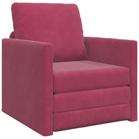 Divano letto 2-in-1 Rosso Vino 74x77x81 cm in Velluto - Foto 1