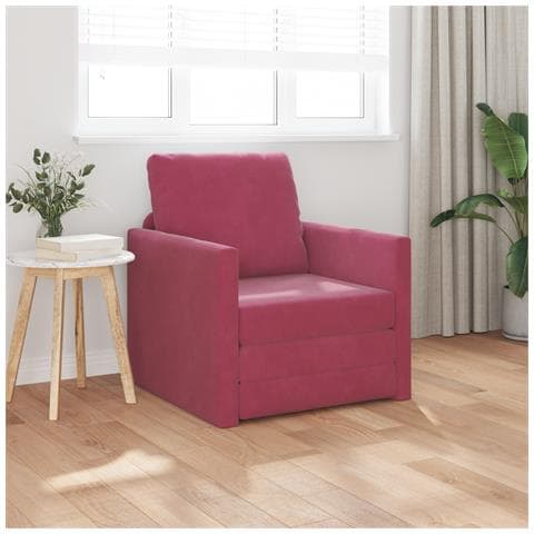 Divano letto 2-in-1 Rosso Vino 74x77x81 cm in Velluto - Foto 2