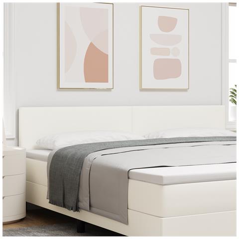Testiera Design Semplice Crema 200 cm in Velluto - Foto 2