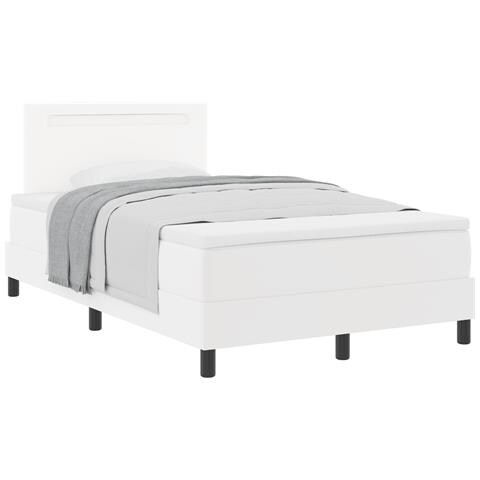 Letto a molle con materasso bianco matrimoniale piccolo in similpelle, Testata design semplice bianco puro 100 cm in similpelle - Foto 1