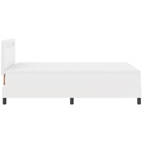 Letto a molle con materasso bianco matrimoniale piccolo in similpelle, Testata design semplice bianco puro 100 cm in similpelle - Foto 9