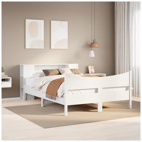 Letto senza Materasso Bianco 120x190 cm Legno Massello di Pino - Foto 2