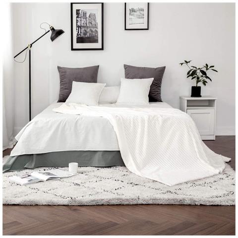 Coperta Double-face In Flanella 125 Cm X 150 Cm Morbida Vellutata Bianca - Foto 7