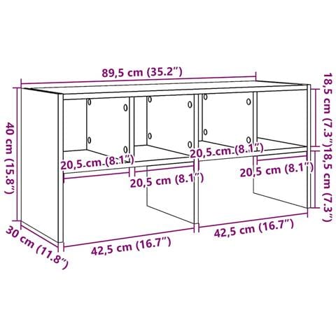 Scarpiera Impilabile Rovere Fumo 89,5x30x40 cm - Foto 9