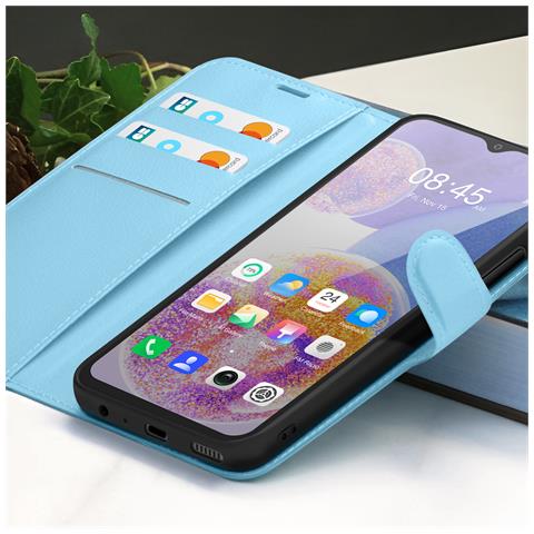 Custodia A Portafoglio Per Galaxy A23 4g / 5g Con Supporto E Linguetta Magnetica, Azzurro - Foto 2