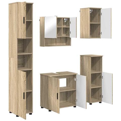 Set di mobili per il bagno 5 pcs rovere sonoma 61 x 35 x 64 cm - Foto 1