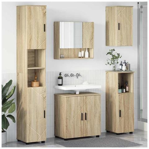 Set di mobili per il bagno 5 pcs rovere sonoma 61 x 35 x 64 cm - Foto 2
