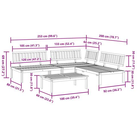 Set Divano Pallet da Giardino 4 pz in Legno Massello di Acacia - Foto 8