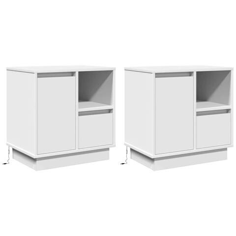 Armadio da Notte con cassetto 2 pcs Bianco 50 x 34.5 x 50 cm. - Foto 1