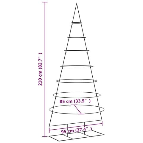Albero di Natale Decorativo in Metallo Nero 210 cm - Foto 7
