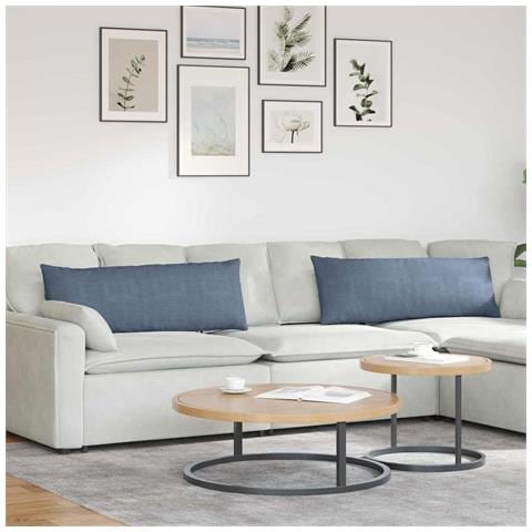 Cuscini da Divano 2 pcs Blu 120 x 40 cm Tessuto in Cords - Foto 2