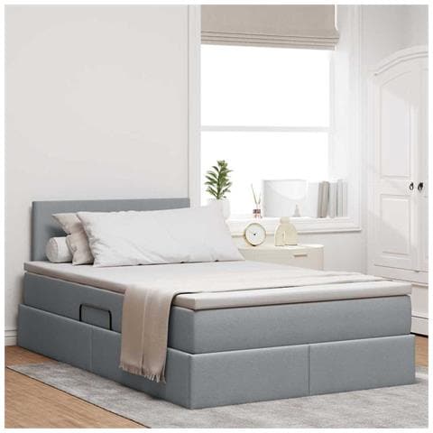 Letto con contenitore e materasso Grigio chiaro 120 x 200 cm - Foto 2