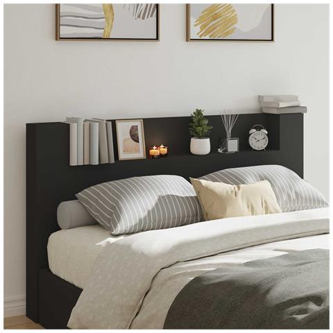 Testiera Nero 180 x 16,5 x 103,5 cm Legno multistrato - Foto 2