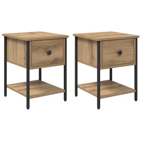 Comodino 2 pcs rovere artigianale 34 x 35,5 x 45 cm - Foto 1