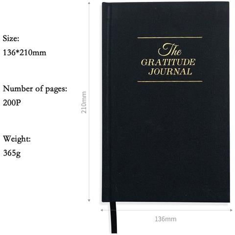 Quaderno Di Gratitudine Giornaliera A5 - Taccuino In Lino Con Carta Spessa Black - Foto 2