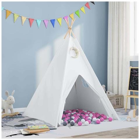 Tenda Teepee Bianco 120 x 120 x 150 cm Tessuto e Plastica - Foto 2