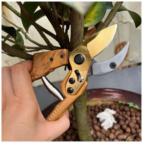 Cesoie Da Potatura Con Manico Effetto Legno - Forbici Da Giardino In Acciaio Inossidabile - Foto 5