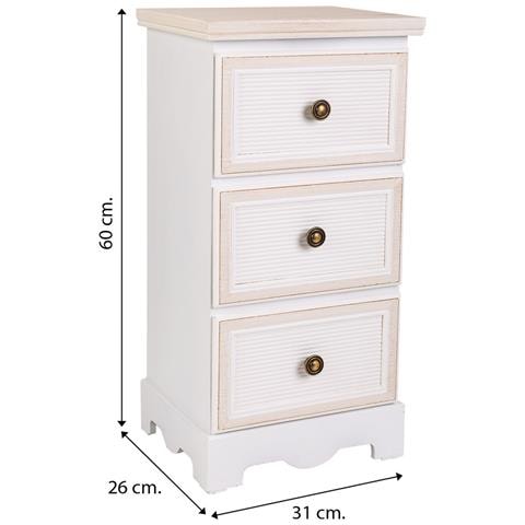 Cassettiera In Legno Bianco 31x26x60h - Foto 8