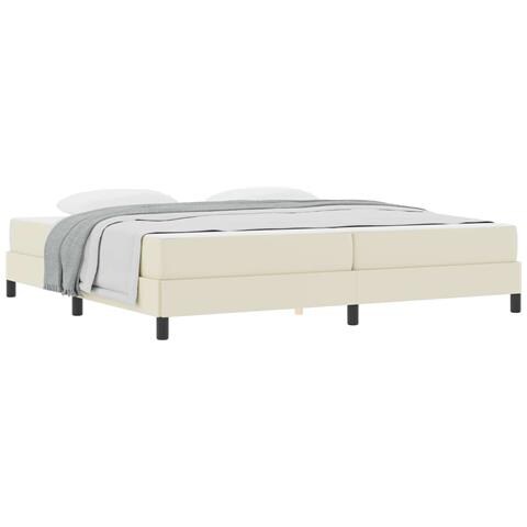 Struttura del letto con materasso Crema 200 x 200 cm Tessuto - Foto 1