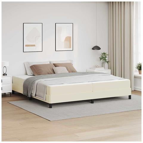 Struttura del letto con materasso Crema 200 x 200 cm Tessuto - Foto 2