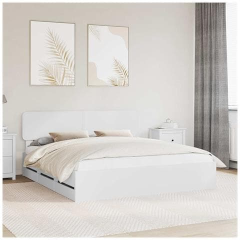 Struttura del letto Bianco 200 x 200 cm Legno Ingegnerizzato - Foto 2