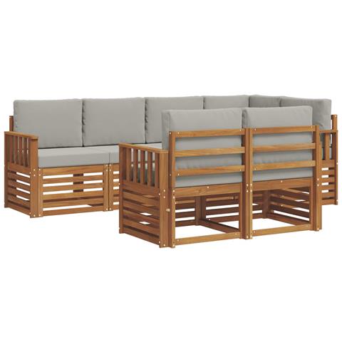 Set divani con cuscino 7 pcs Grigio Naturale e Chiaro - Foto 1