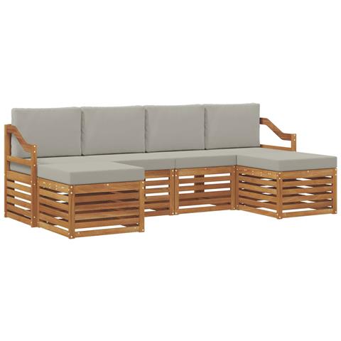 Set divani con cuscino 6 pcs Grigio Naturale e Chiaro - Foto 1
