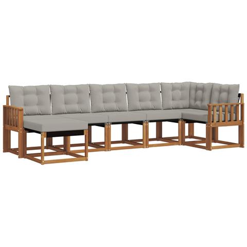 Set di divani da esterno 7 pcs Grigio Naturale e Chiaro - Foto 1