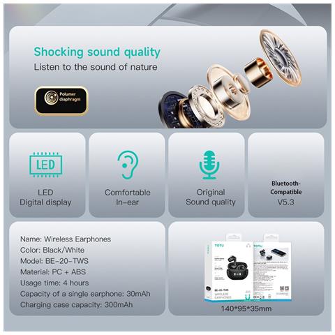 Auricolari TWS Wireless - Nero - Foto 2