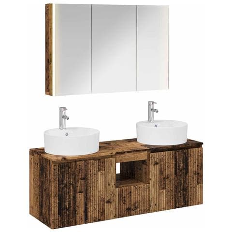 Set di Armadi da Bagno 4 pcs Legno antico Legno ingegnerizzato - Foto 1