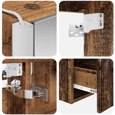 Set di Armadi da Bagno 4 pcs Legno antico Legno ingegnerizzato - Foto 9
