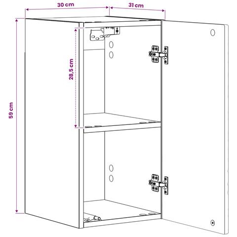 Armadio da bagno a muro DELFT Bianco Lucido 30 x 31 x 59 cm - Foto 9