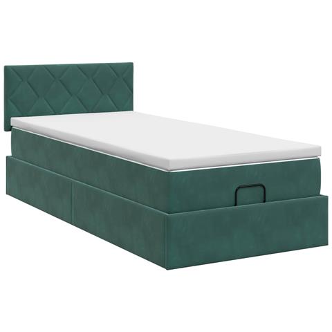 Letto ottomano con materasso Verde Scuro 90 x 190 cm Velluto - Foto 9