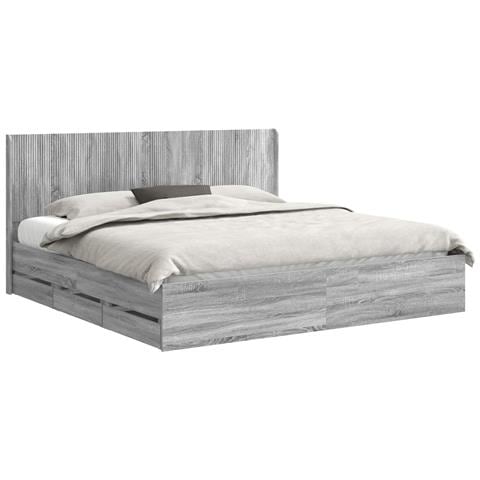Struttura del letto con stoccaggio e testata Grigio Sonoma - Foto 1