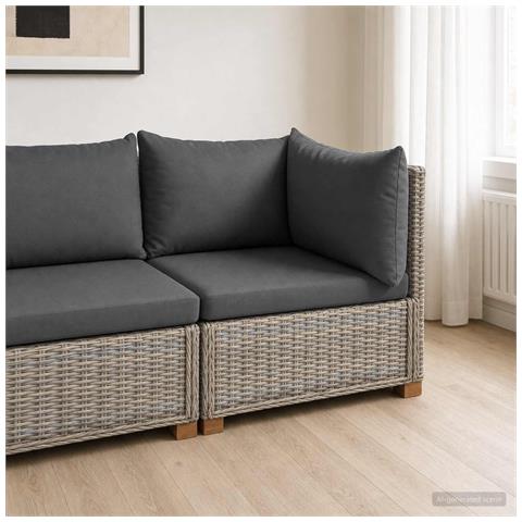 Divano Angolare con Cuscini GENDT Rattan naturale Grigio Kubu - Foto 2