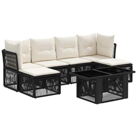 Set Divano da Giardino 7 pz Nero polyrattan - Foto 1