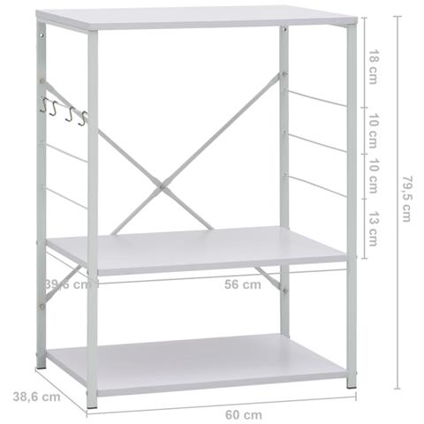 Mobile per Microonde Bianco 60x39,6x79,5 cm Legno Multistrato - Foto 7