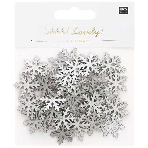 Coriandoli Di Fiocchi Di Neve In Legno Argento - Foto 1