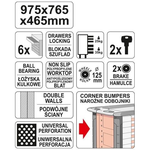 Carrello Portautensili A 6 Cassetti (yt-55299)  - Foto 2
