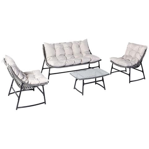 Guahana Salotto Da Giardino Basso In Resina Grigia - Foto 9