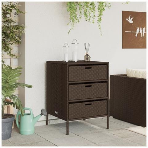 Armadietto Portaoggetti Giardino Marrone 55x59x80cm Polyrattan - Foto 3