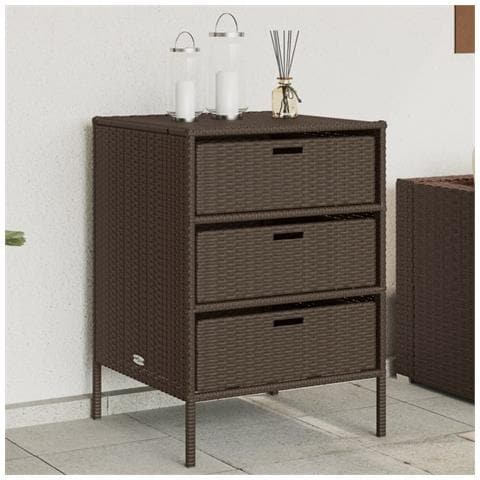 Armadietto Portaoggetti Giardino Marrone 55x59x80cm Polyrattan - Foto 1